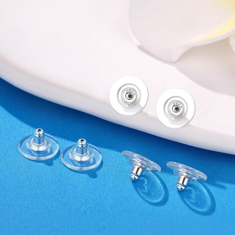 Moconar Earring Backs, 925 Sterling Silver Locking Earring Backs for Studs, Hypoallergenice Secure Earring Backs Replacements for Studs/Droopy Heavy Ears, No-Irritate Earring Backs for Adults (Silver) - Image 5